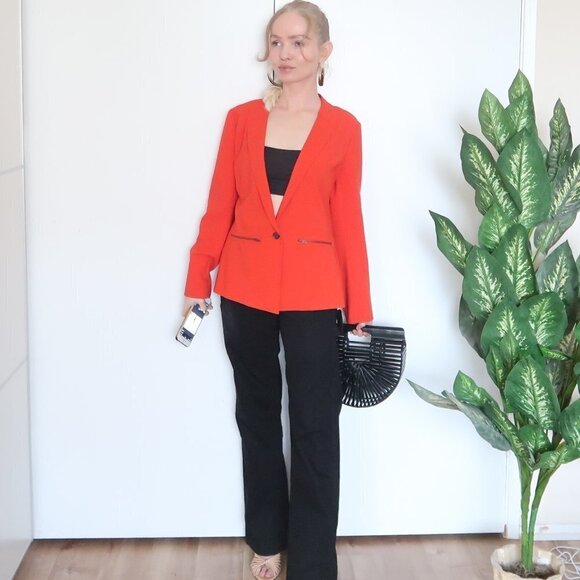 Trouve Size Medium Red Zip Pocket  Single-breasted Career Work Blazer / Jacket - Picture 1 of 12